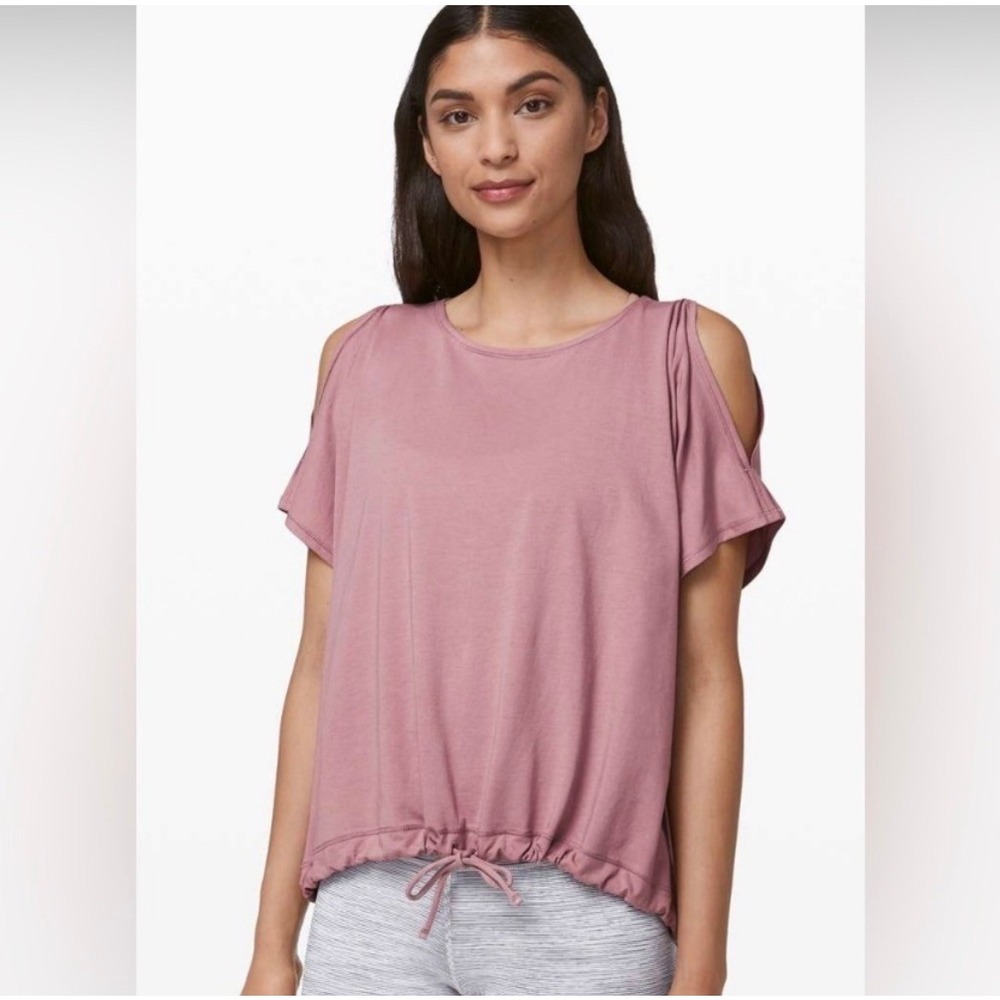 Lululemon Renew the Day Top Athleisure Pink 4 Cold Shoulder Drawstring